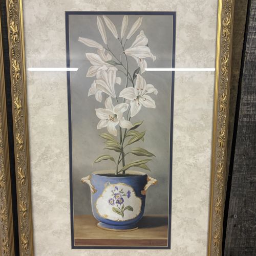 G. de Villeneuve A Pair of Botanical Porcelain de Paris Offset Lithographs