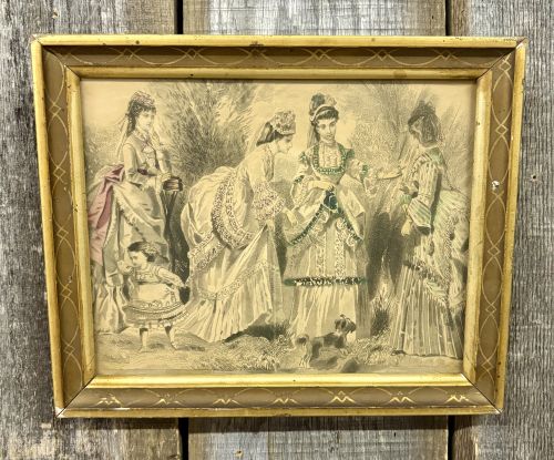 Framed Hand-Colored 19th Century Victorian Fashion Engraving
