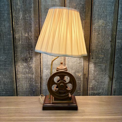 Novelty Dark Stained Wood Coffee Grinder Table Lamp