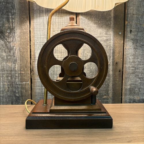 Novelty Dark Stained Wood Coffee Grinder Table Lamp