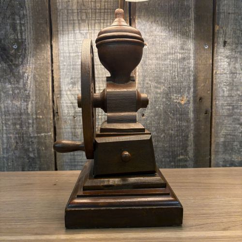 Novelty Dark Stained Wood Coffee Grinder Table Lamp