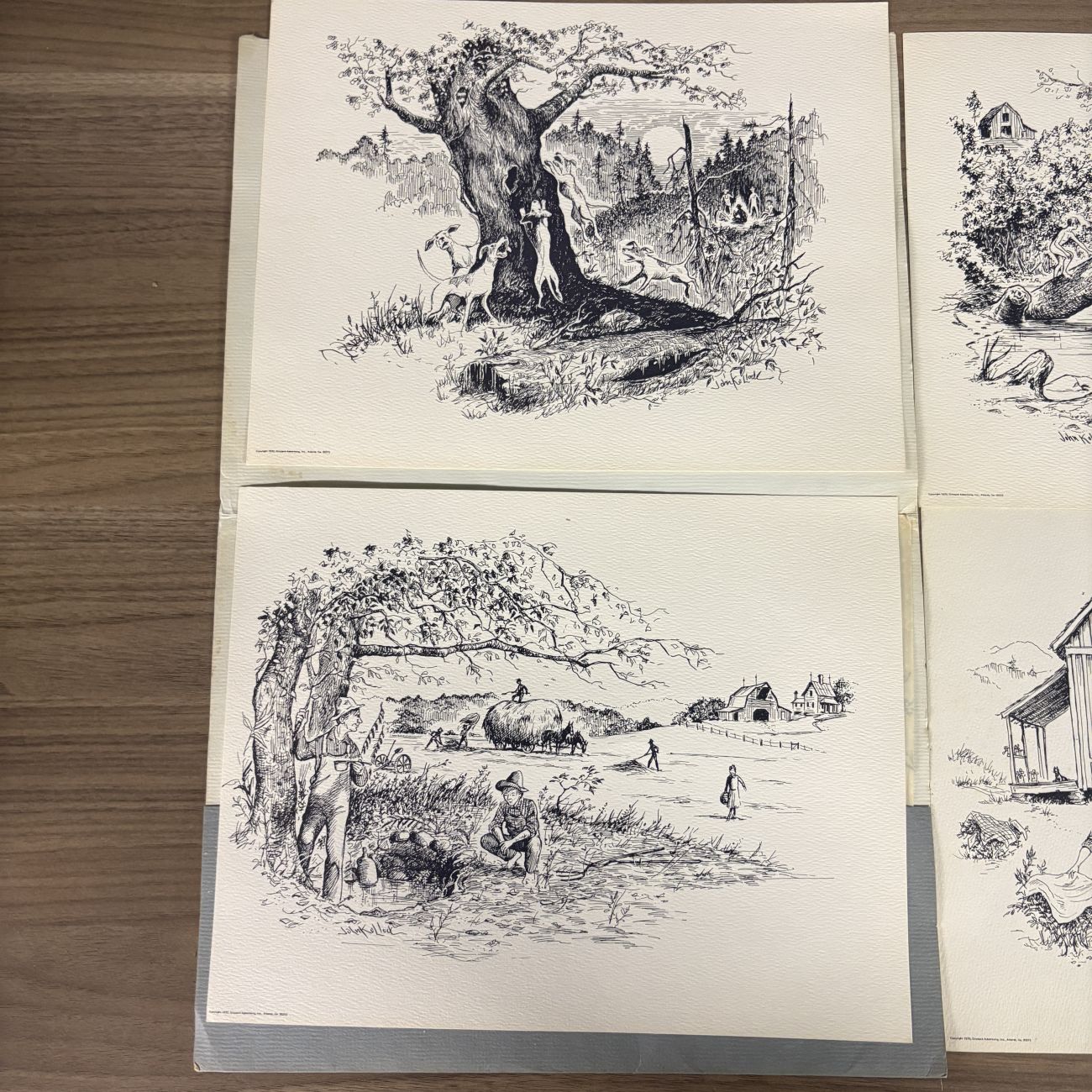 John Kollock (American, 1928-2014) Collection of Seven Pen and Ink Illustrations for Grizzard Advertising
