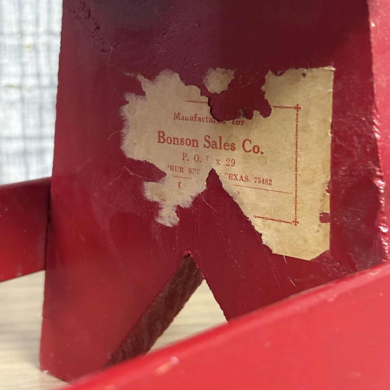 Vintage Red Painted Child's Step Stool with Stenciled Poem