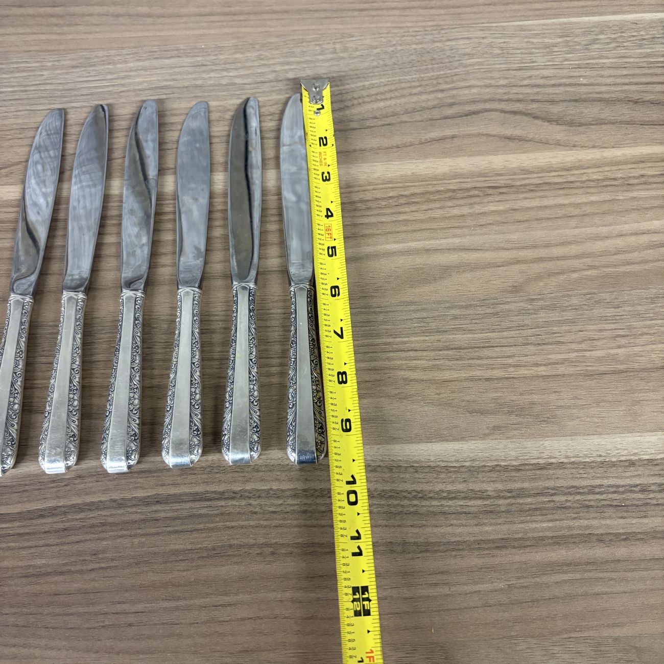 A Set of Six Towle Sterling Silver Handled Dinner Knives in the Rambler Rose Pattern