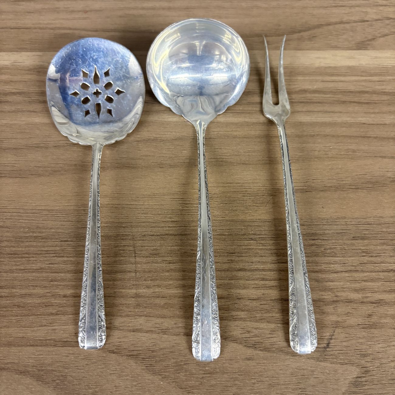 Three Towle Sterling Silver Serving Pieces in the Candlelight Pattern