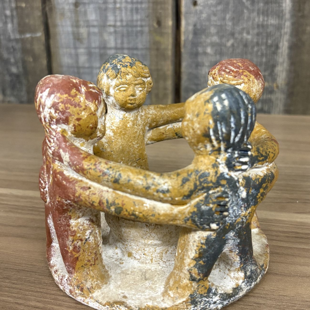 Mexican Pottery Circle of Friends Figural Candle Holder