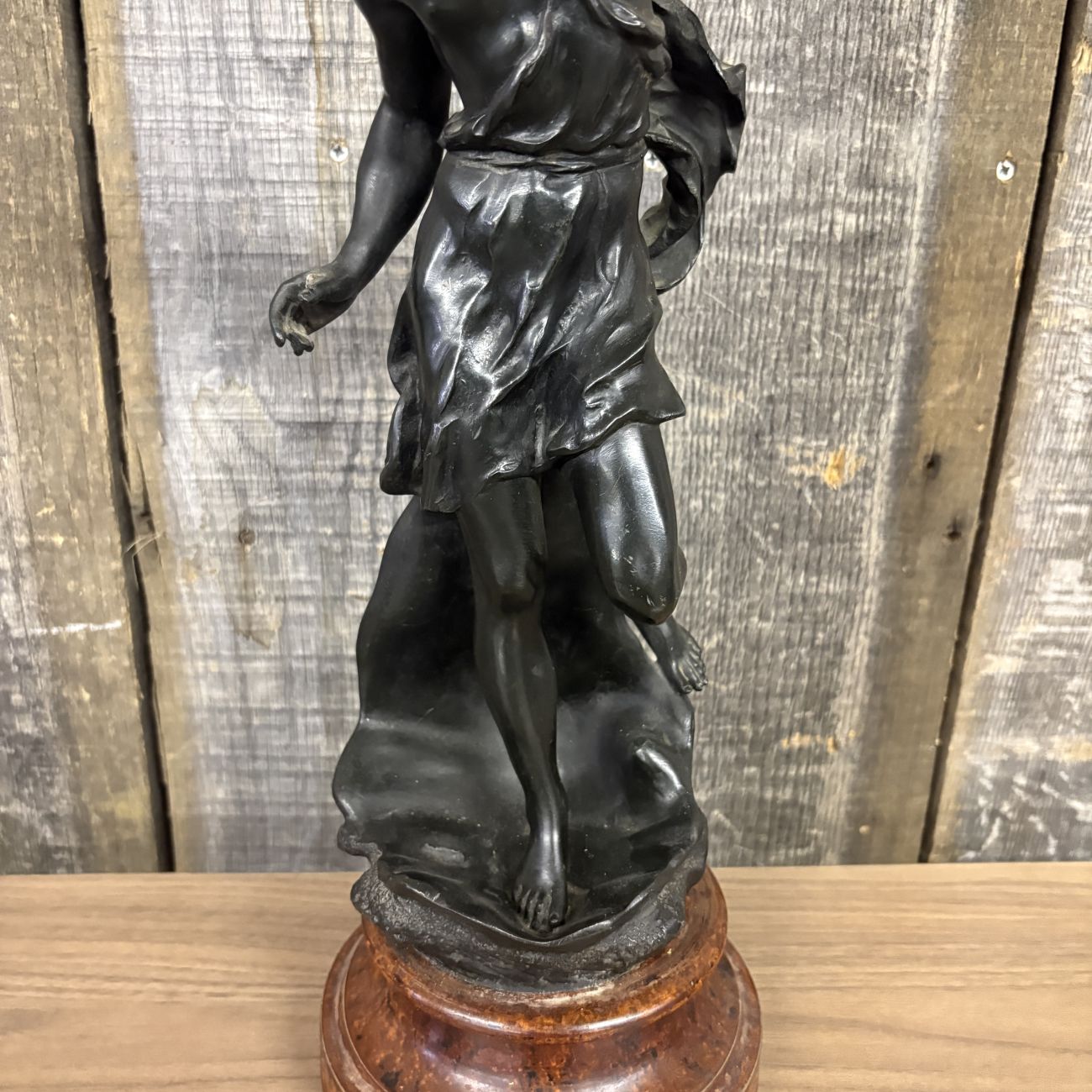 Fabrication Francaise Paris Neoclassical Spelter Sculpture of a Youth with Torch