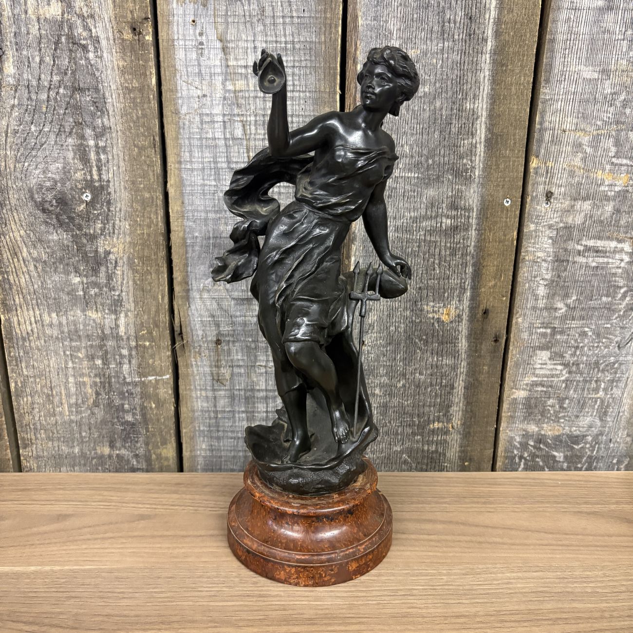 French Belle Epoque Spelter Allegorical Sculpture of a Sea Deity