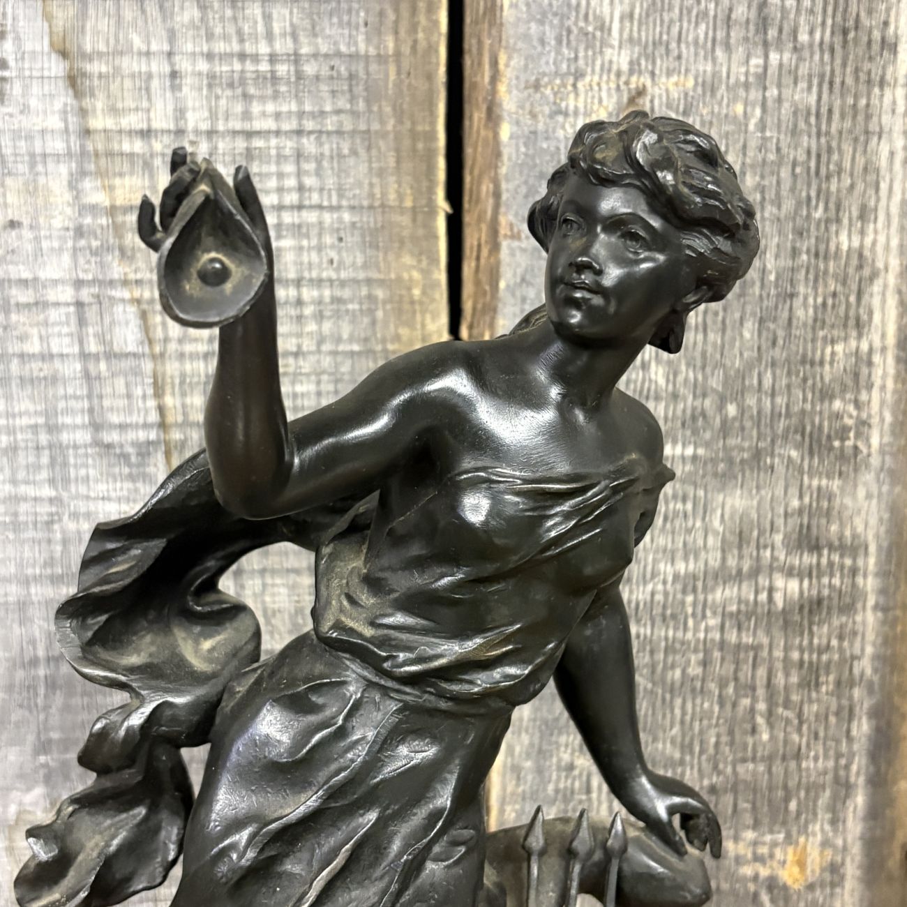 French Belle Epoque Spelter Allegorical Sculpture of a Sea Deity