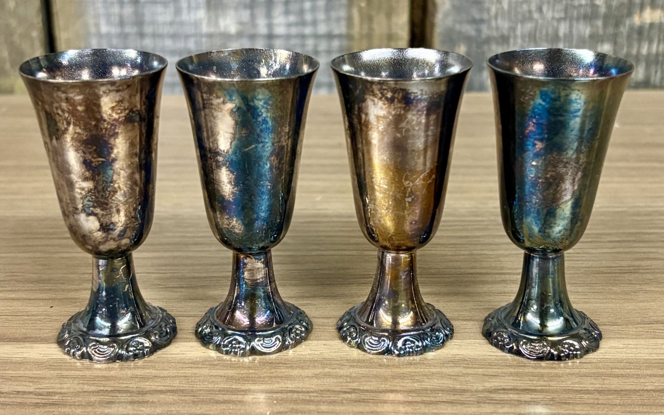 A Set of four Wallace Baroque Silver-Plated Cordial Cups