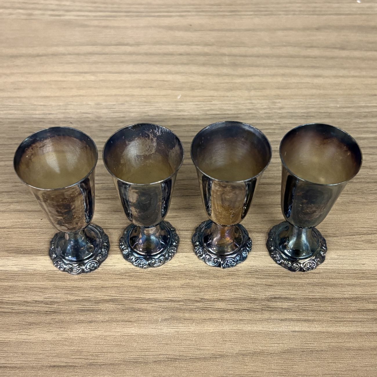 A Set of four Wallace Baroque Silver-Plated Cordial Cups