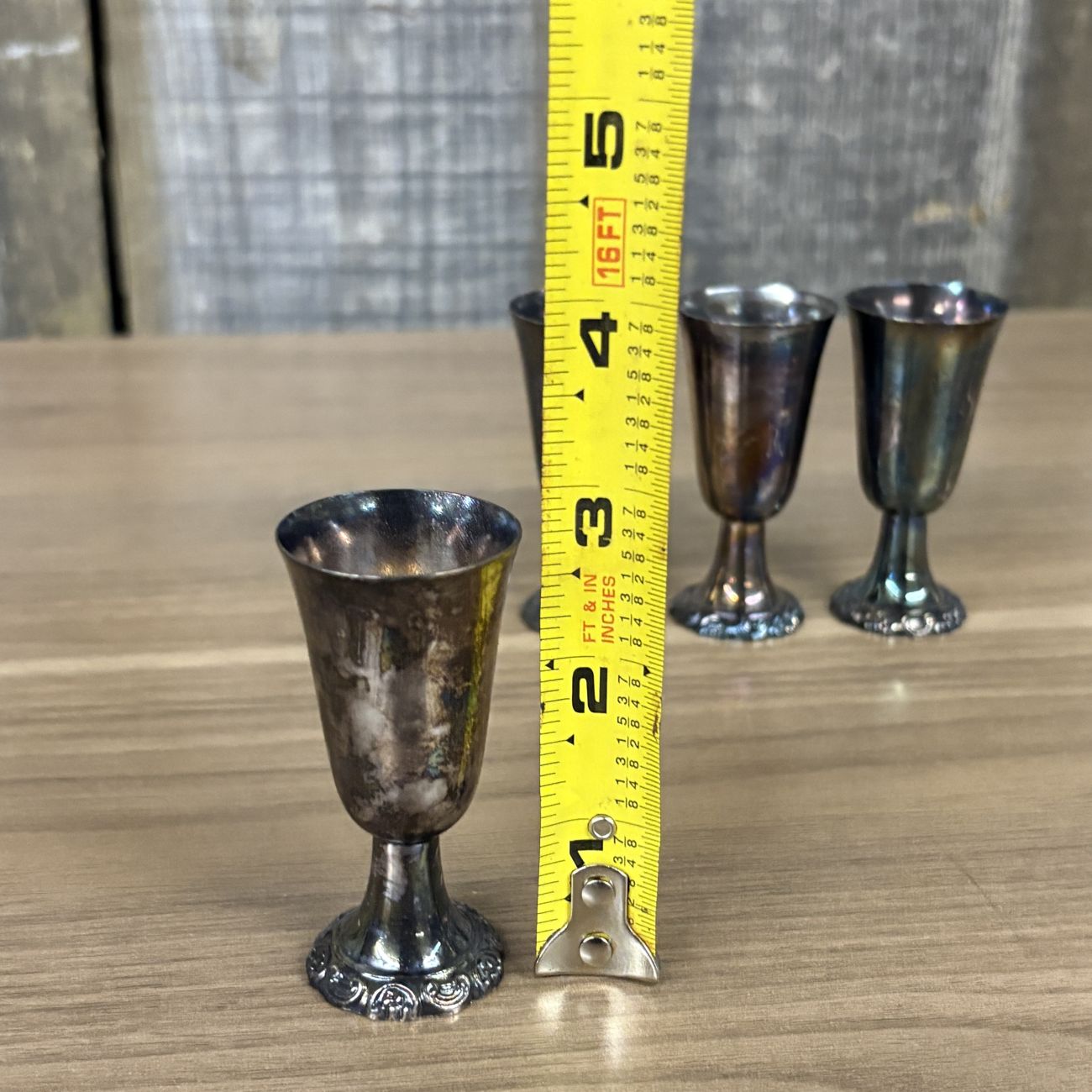 A Set of four Wallace Baroque Silver-Plated Cordial Cups