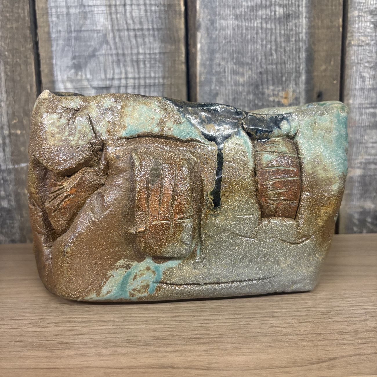 Chilli Abstract Slab Built Studio Pottery Face Vessel
