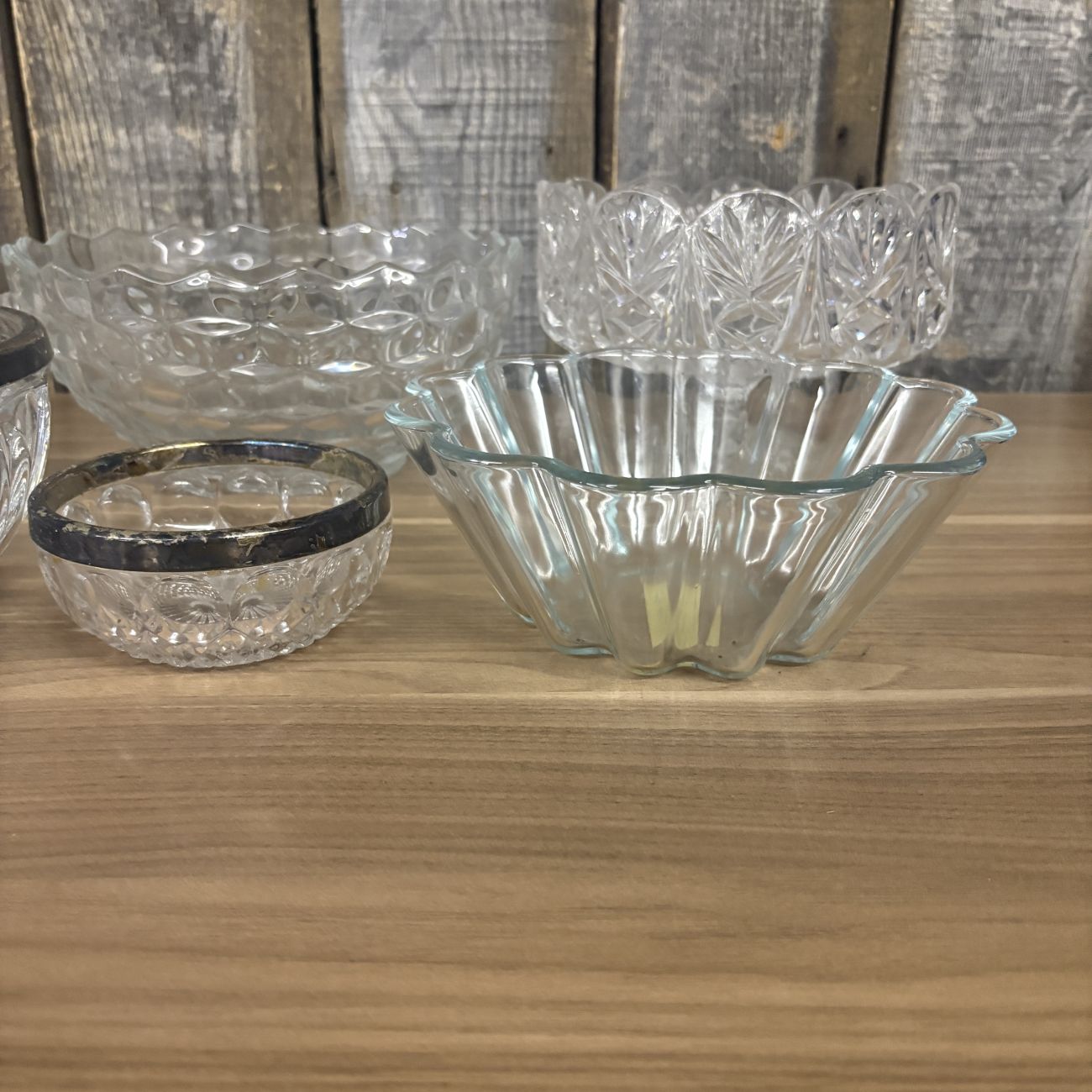 An Assortment of Clear Pressed Glass Bowls Including Hazel Atlas Williamsport Pattern