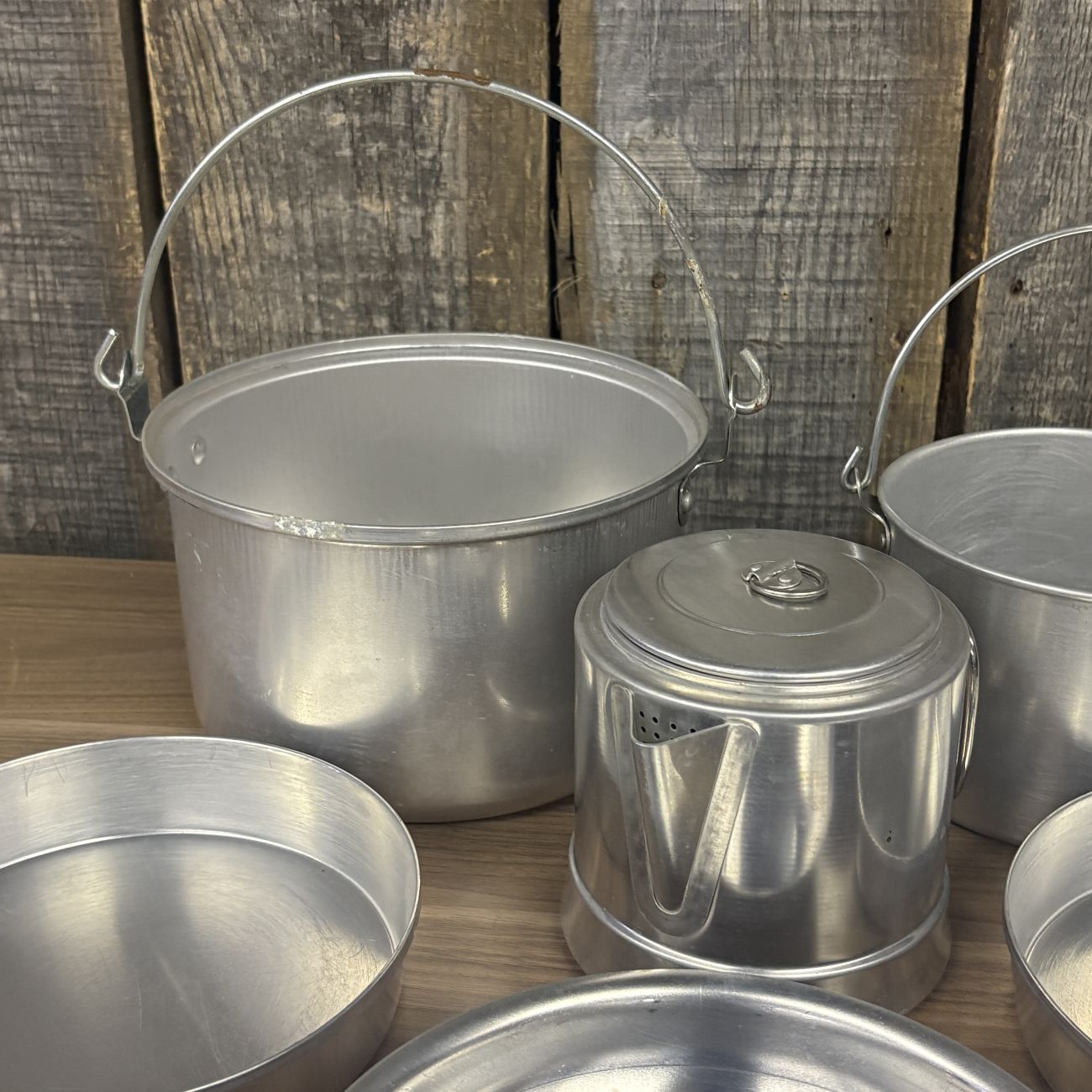 A Set of Vintage Mirro Aluminum Nesting Camping Cookware