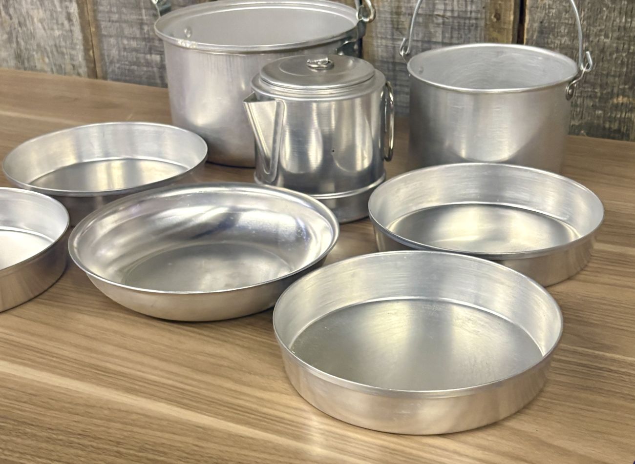 A Set of Vintage Mirro Aluminum Nesting Camping Cookware