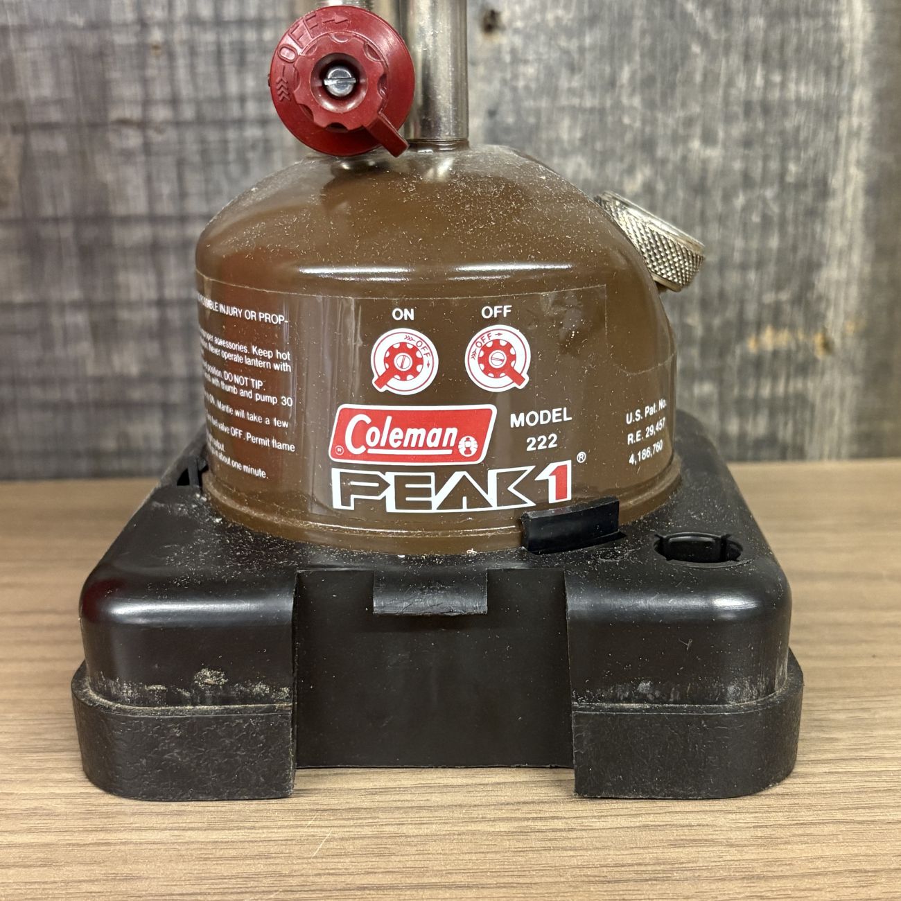 Vintage Coleman Peak 1 Model 222 Lantern with Red Carrying Case
