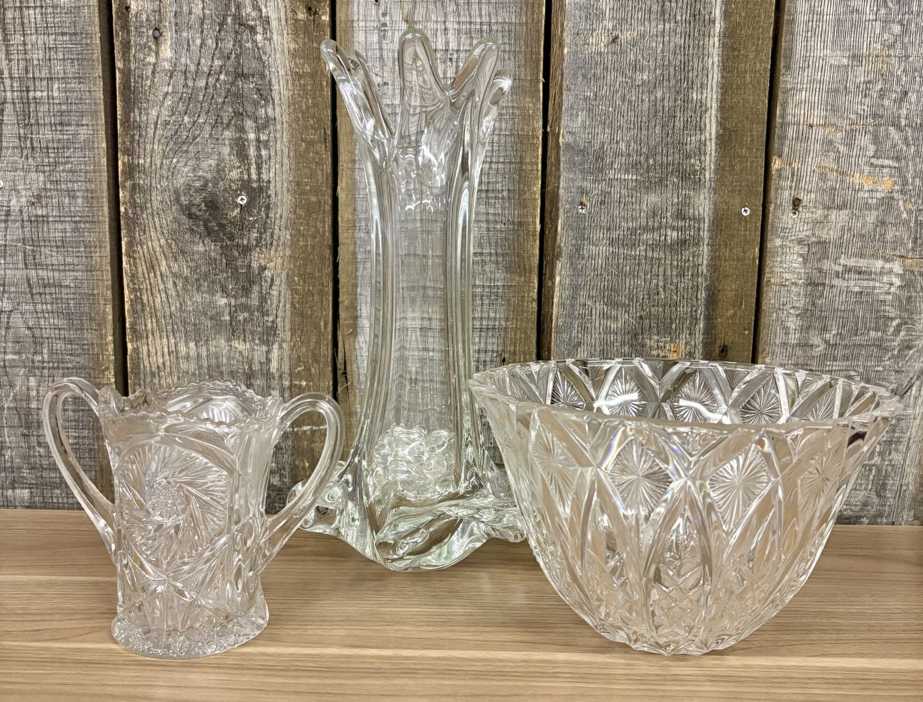 Trio of Vintage Clear Art and Pressed Glass Including Imperial Glass 474 Pattern