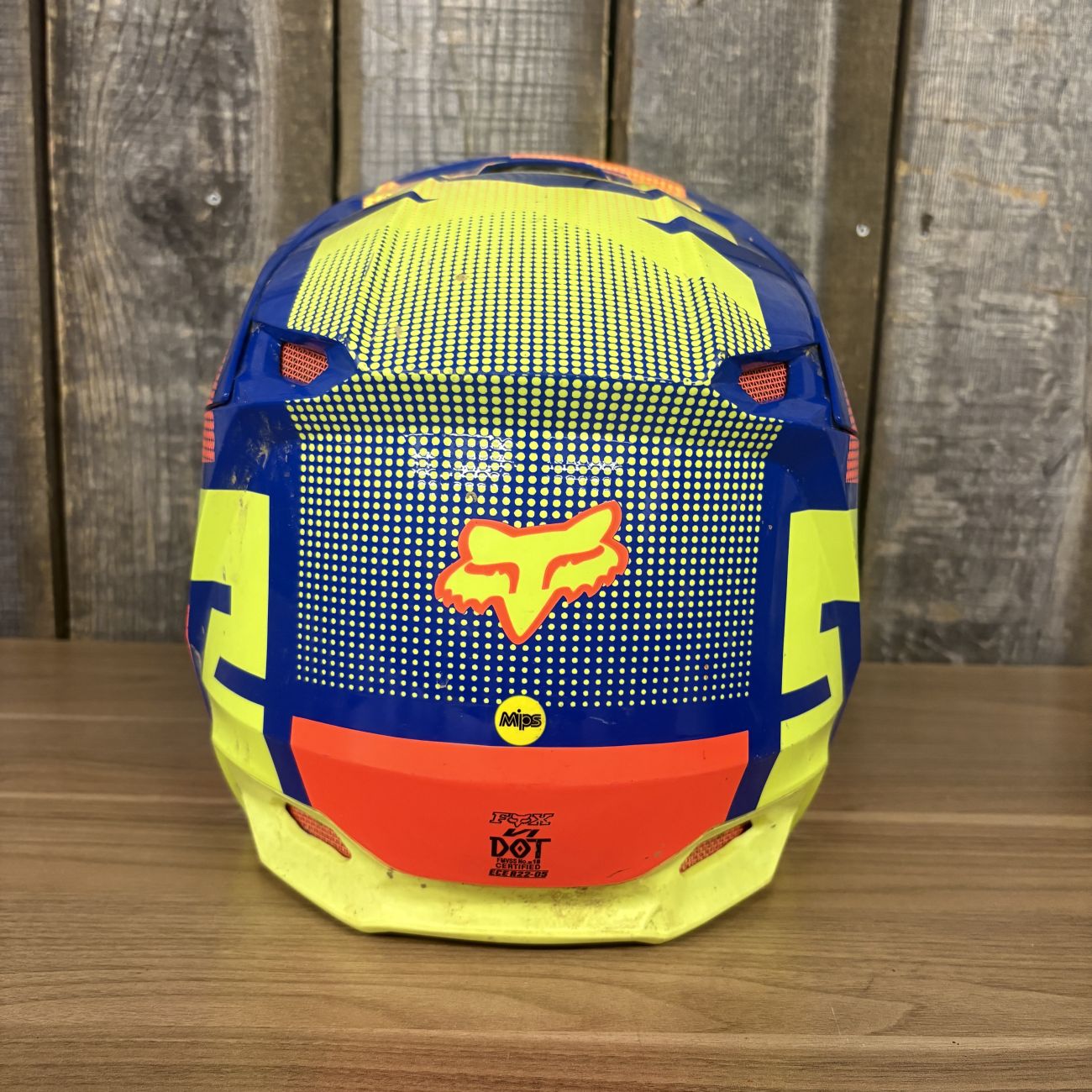 Fox Racing V1 Oktiv MIPS Motocross Helmet Size XXL Blue and Yellow