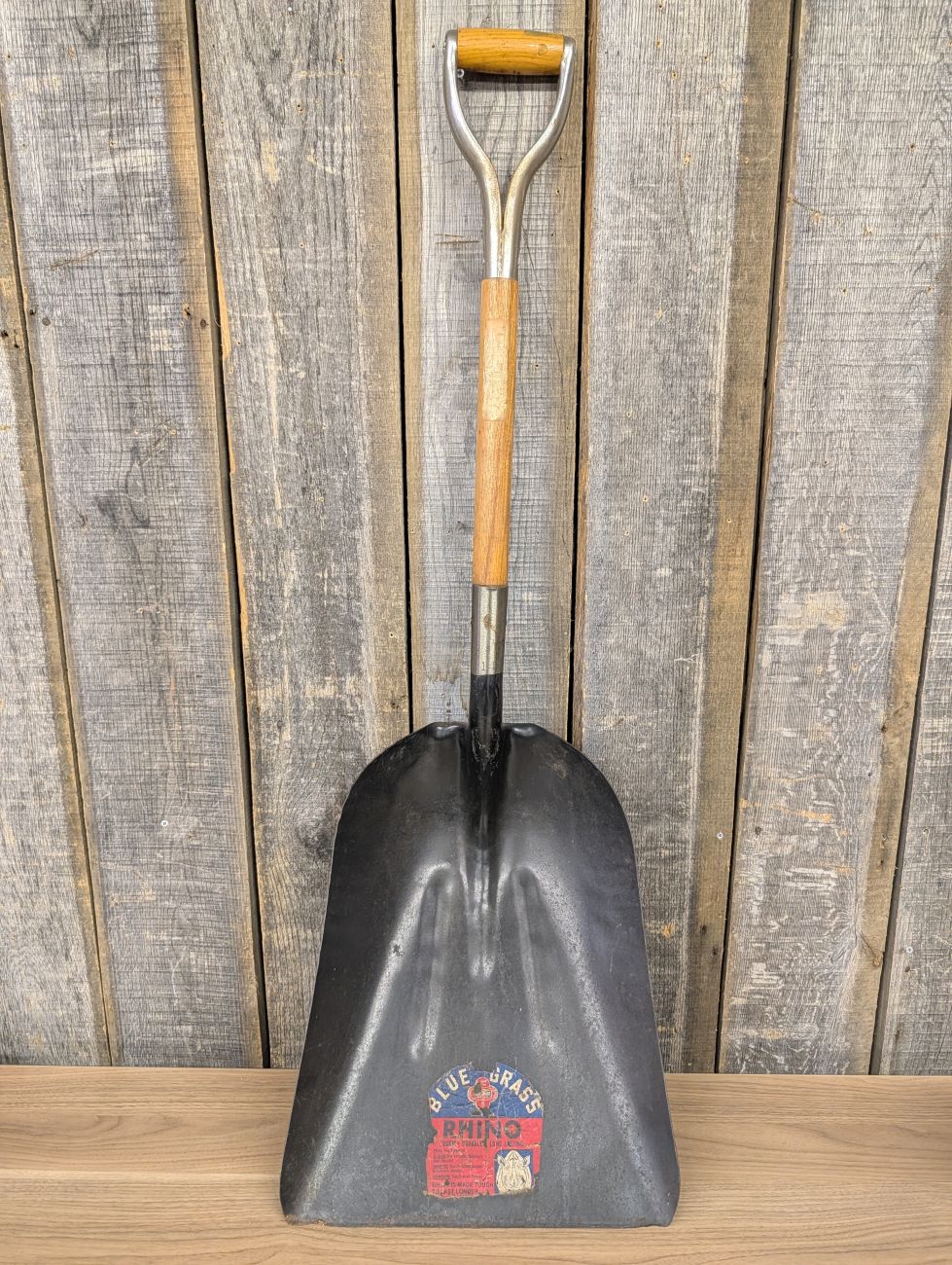 Vintage Belknap Blue Grass Rhino D-Handle Steel Scoop Shovel