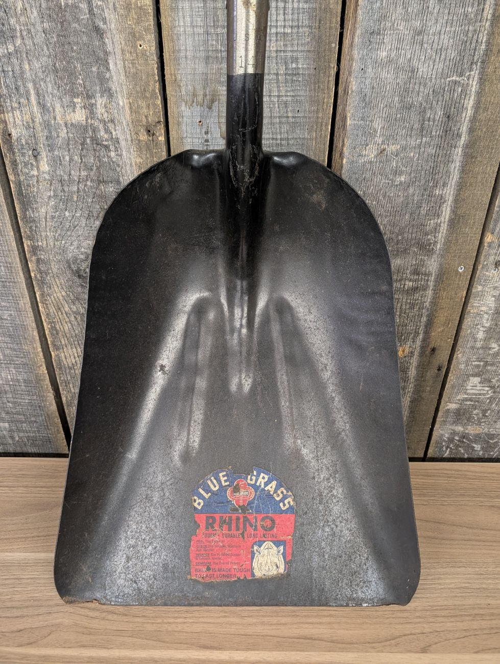 Vintage Belknap Blue Grass Rhino D-Handle Steel Scoop Shovel