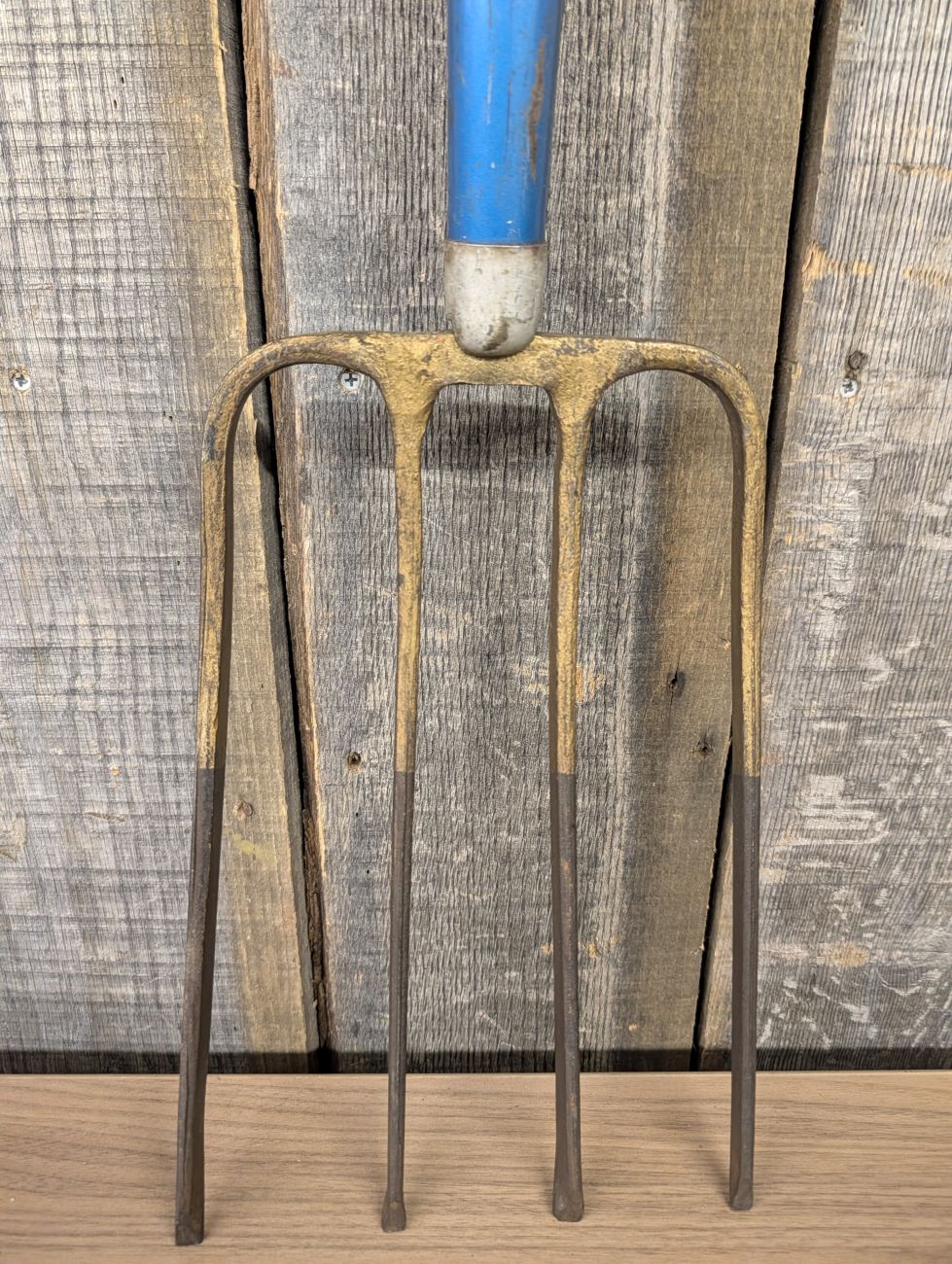 Belknap Blue Grass Vintage Forged Steel Four-Tine Digging Fork with D-Handle