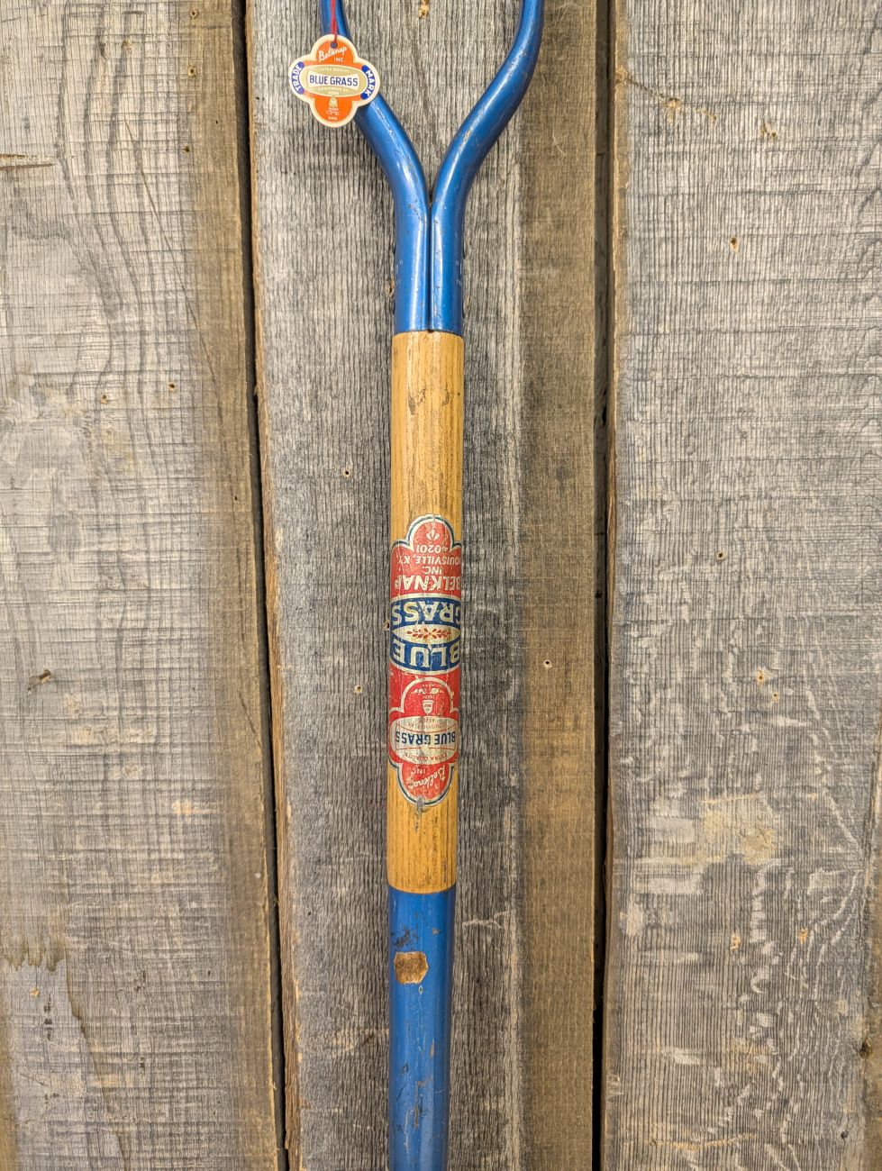 Belknap Blue Grass Vintage Forged Steel Four-Tine Digging Fork with D-Handle