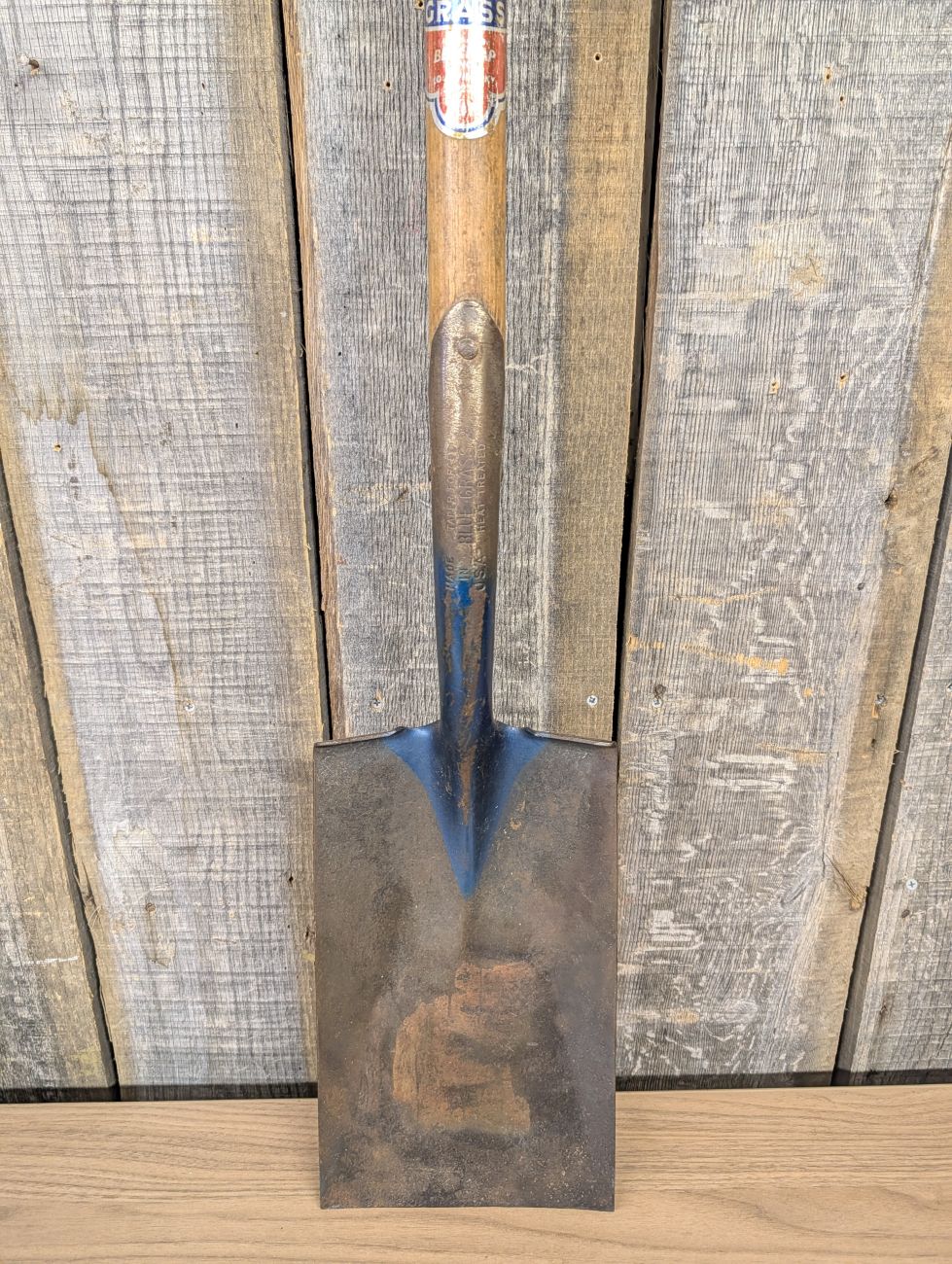 Vintage Belknap Blue Grass Taper Forged D-Handle Square Point Garden Spade