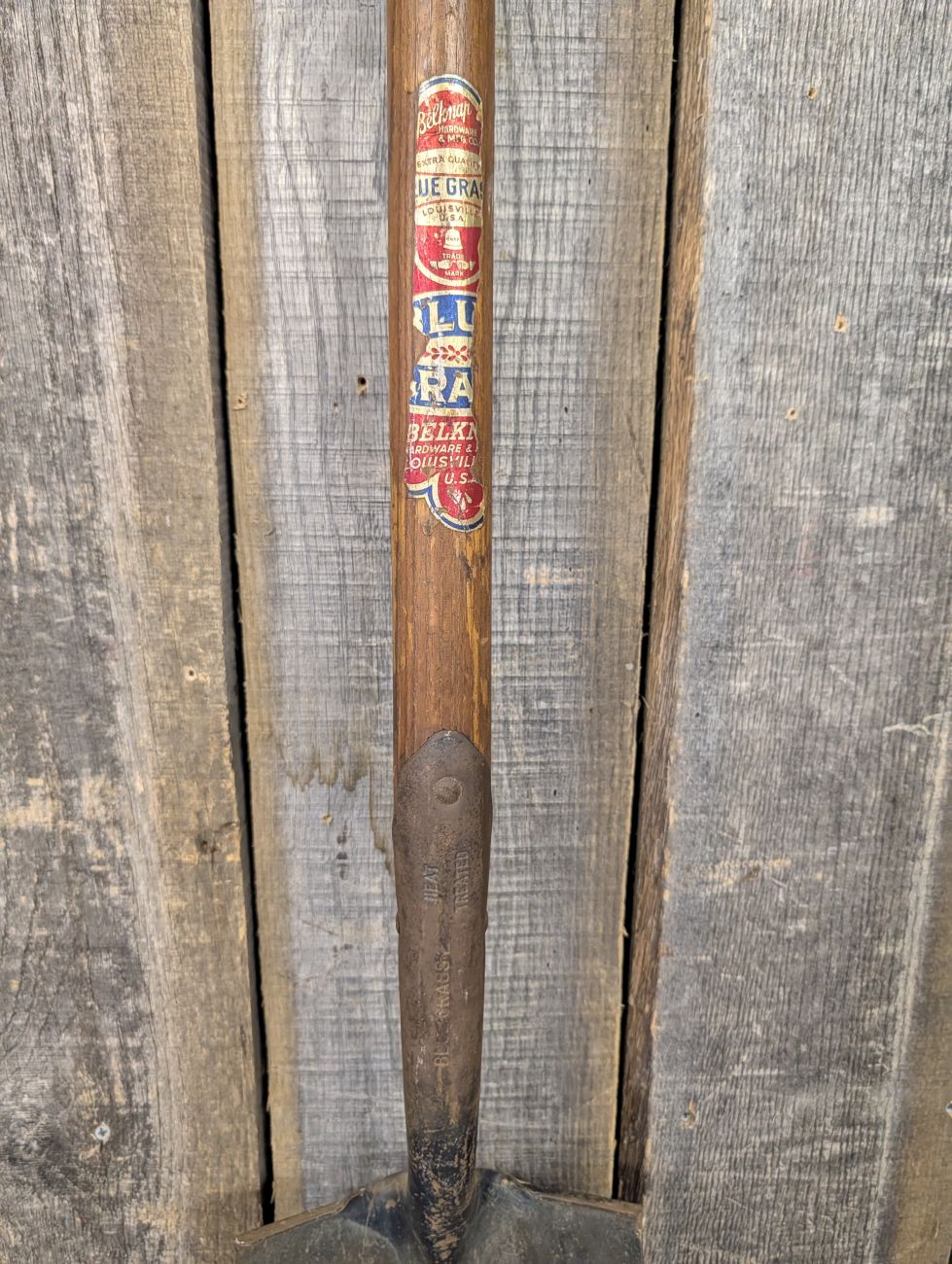 Vintage Belknap Blue Grass Number 2 Square Point D-Handle Shovel