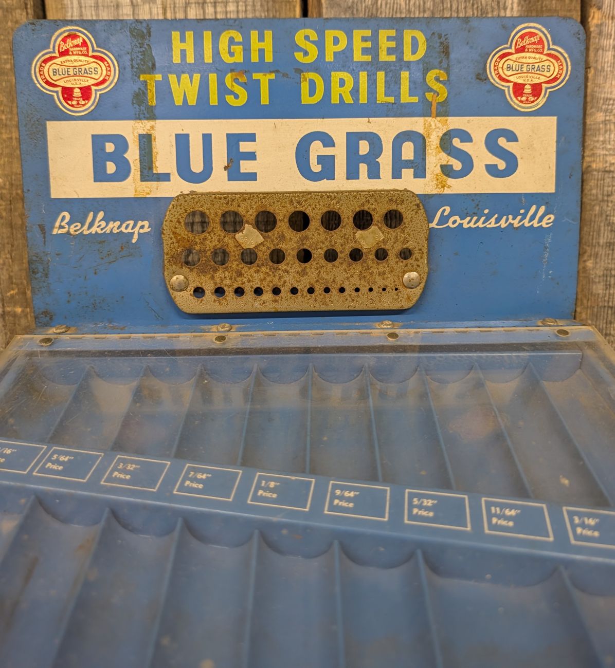 Vintage Belknap Blue Grass High Speed Twist Drill Countertop Retail Display Case