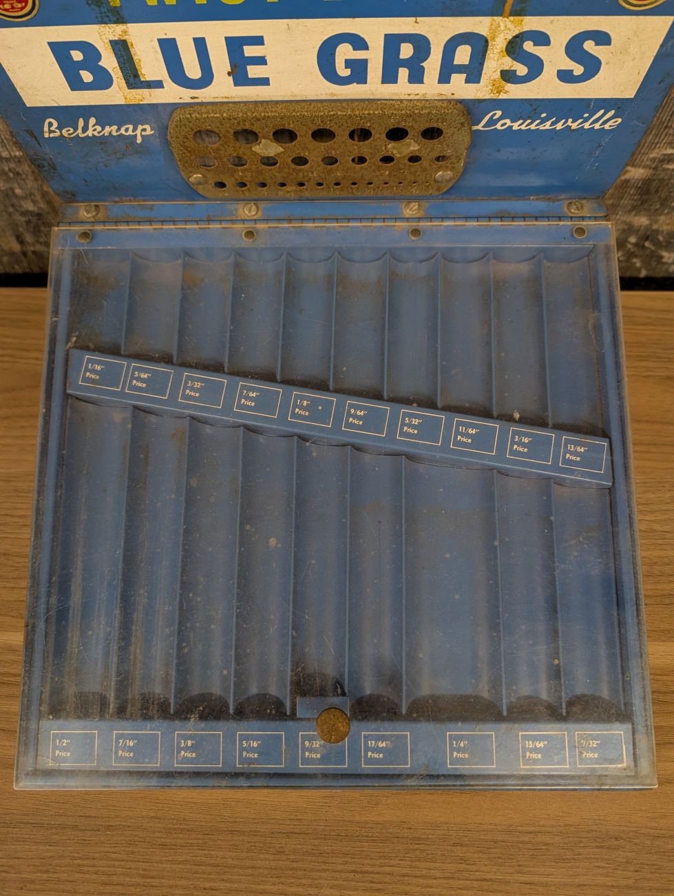Vintage Belknap Blue Grass High Speed Twist Drill Countertop Retail Display Case