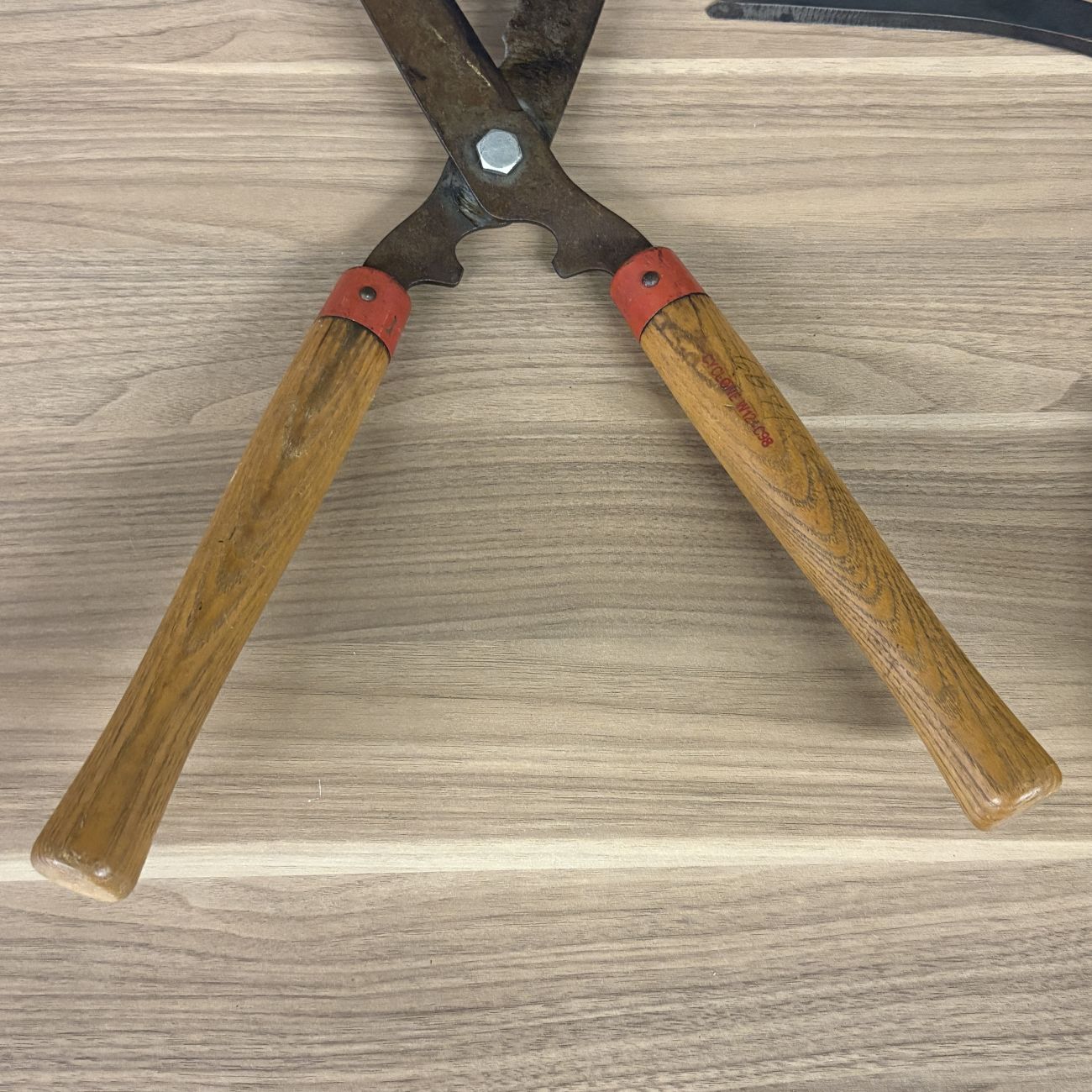 Two Vintage Cyclone Garden Tools Including Hedge Shears and Grass Sickle