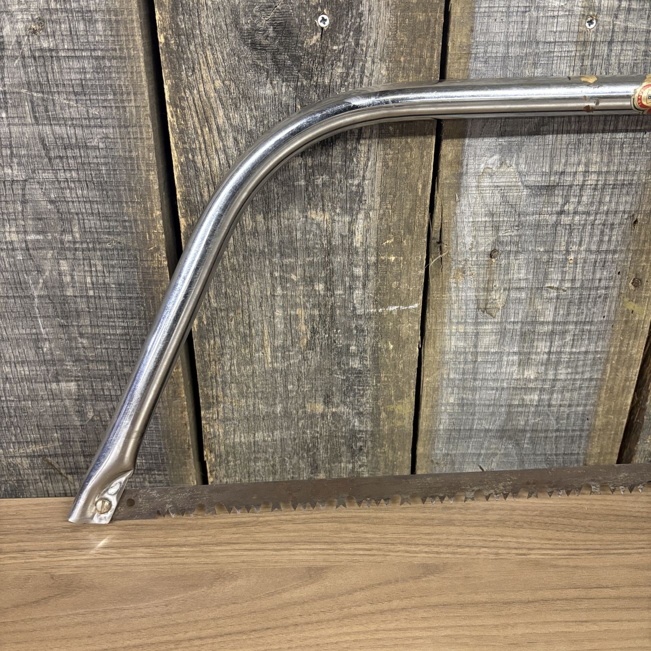 A Trio of Vintage Manual Garden Tools Including a Belknap Blue Grass Bow Saw