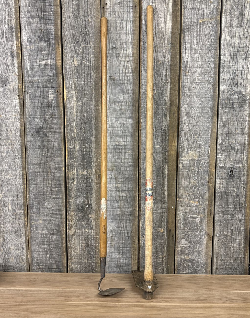 A Pair of Belknap Blue Grass Forged Steel Garden and Grub Hoes