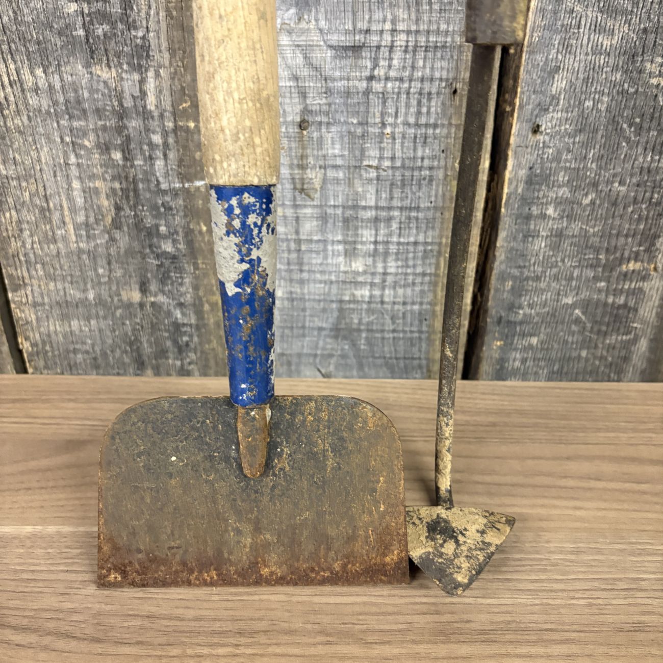 Two Vintage Belknap Blue Grass Garden Hoes