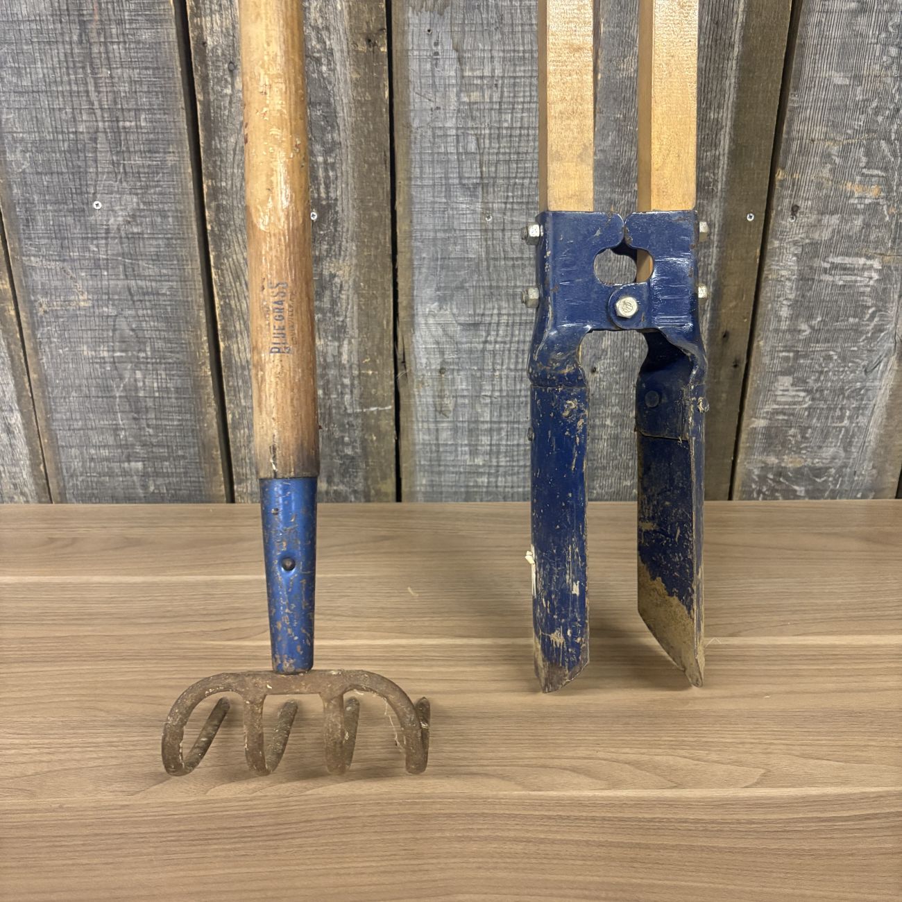 Two Vintage Blue Grass Brand Garden Tools by Belknap Hardware and Manufacturing Co.