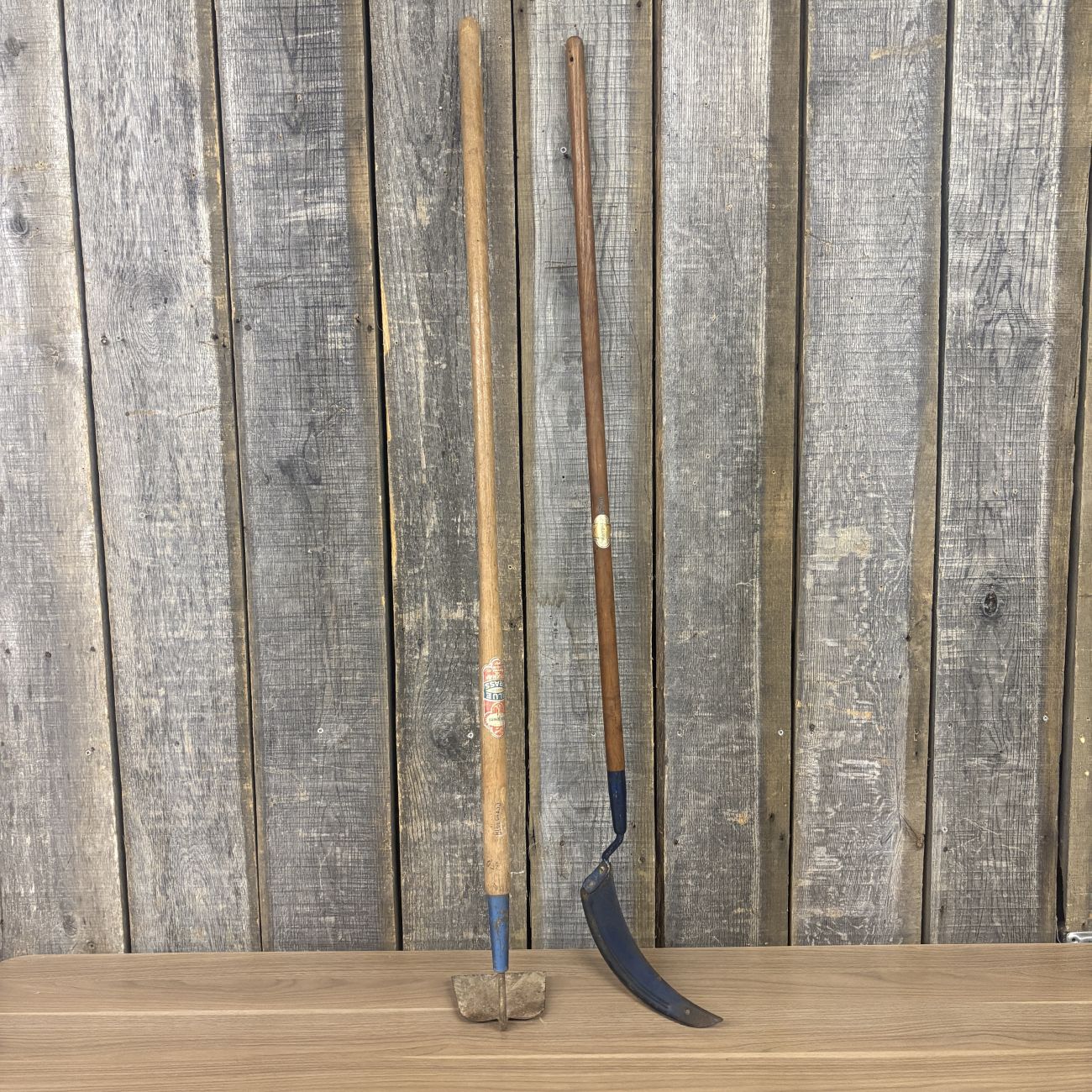 Two Belknap Blue Grass Vintage Garden Tools Including Hoe and Grass Whip
