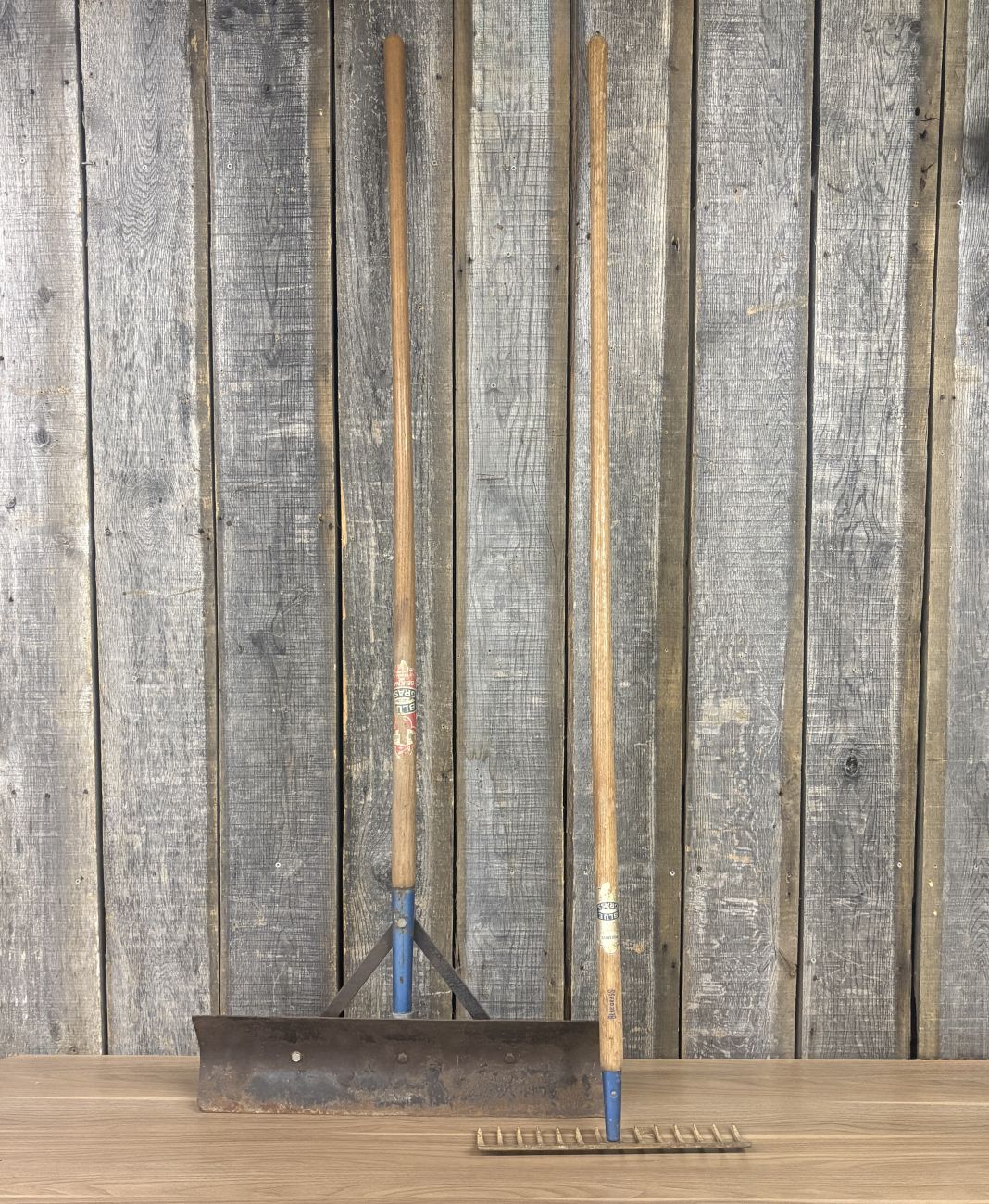 Two Vintage Belknap Blue Grass Long Handled Tools