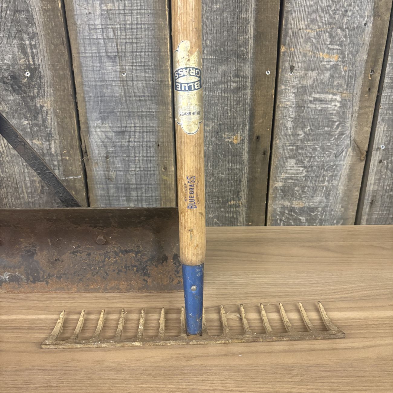Two Vintage Belknap Blue Grass Long Handled Tools