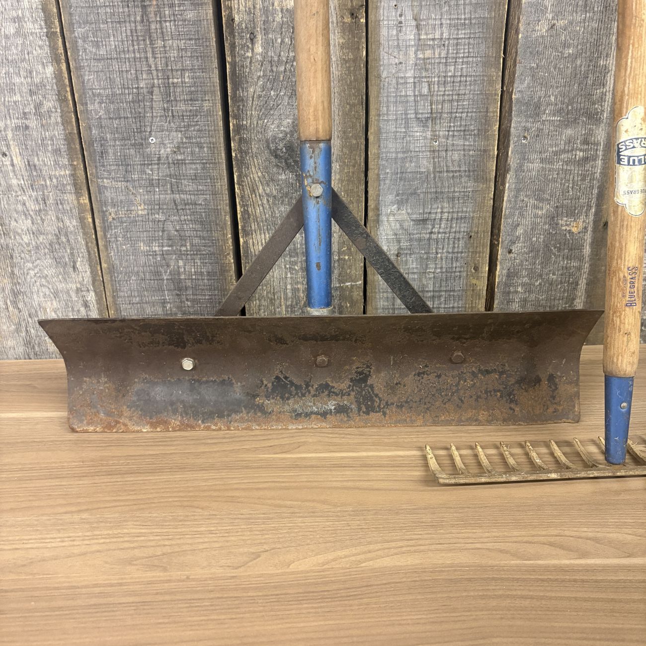 Two Vintage Belknap Blue Grass Long Handled Tools