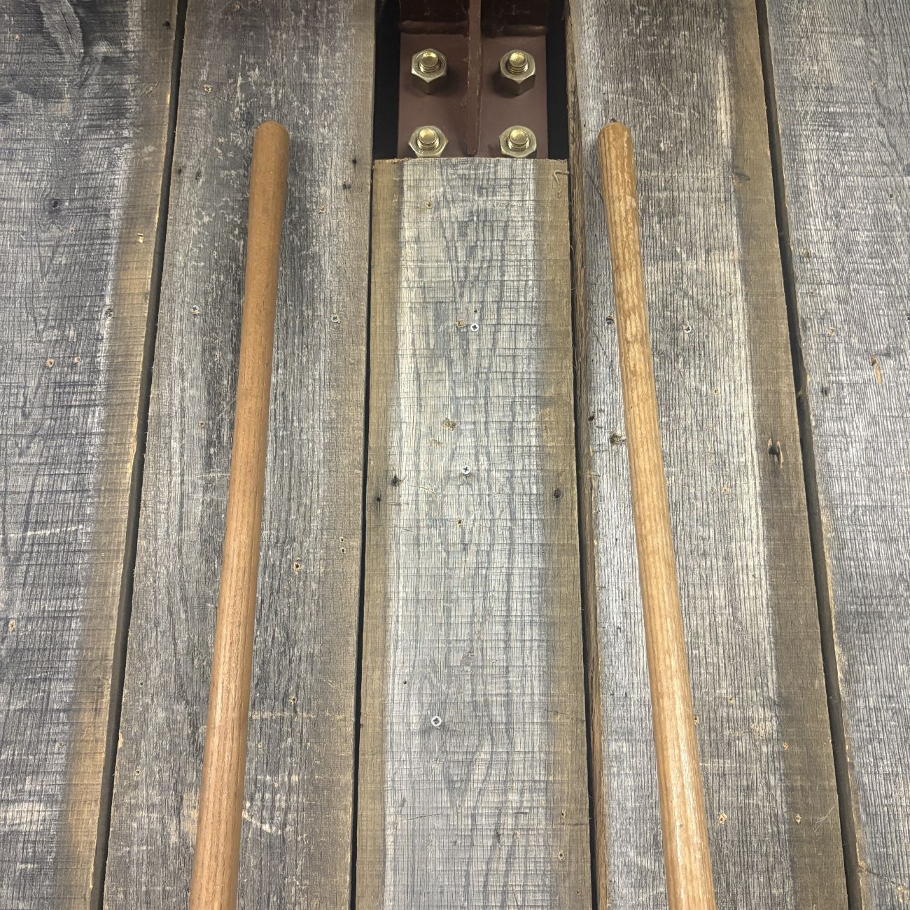Two Vintage Belknap Blue Grass Long Handled Tools
