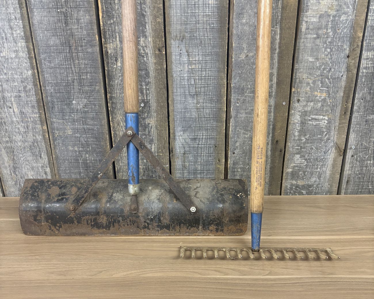 Two Vintage Belknap Blue Grass Long Handled Tools