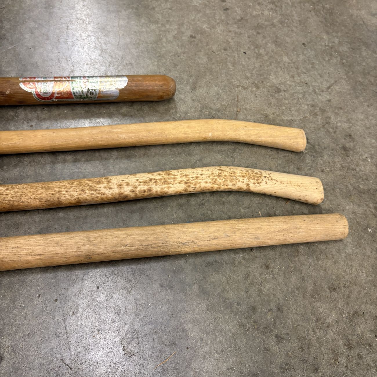 Four Vintage Belknap Blue Grass and Old Kentucky Home Hickory Replacement Tool Handles