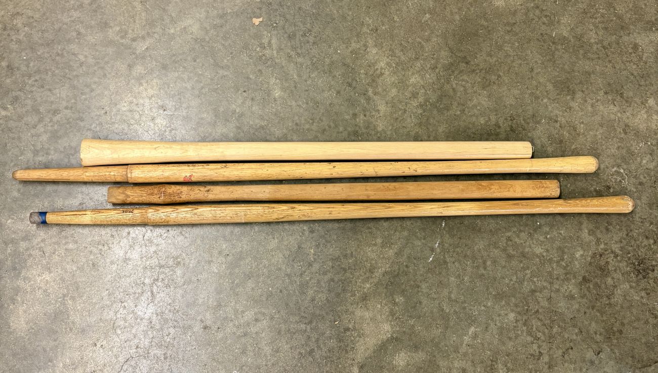 A Group of Four Vintage Belknap and Blue Grass Wooden Replacement Tool Handles