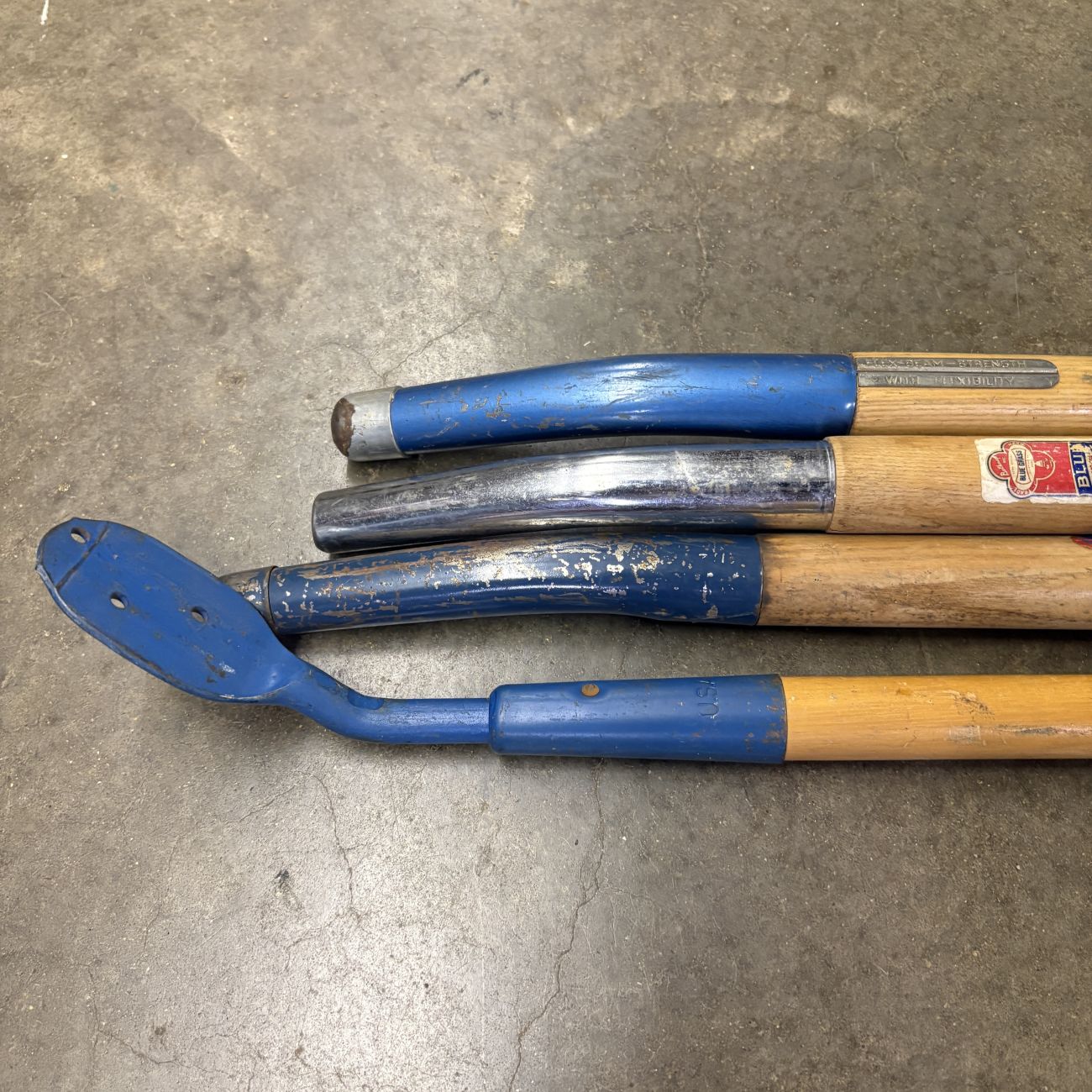 A Group of Belknap Blue Grass and Blue Ribbon Vintage Replacement Tool Handles