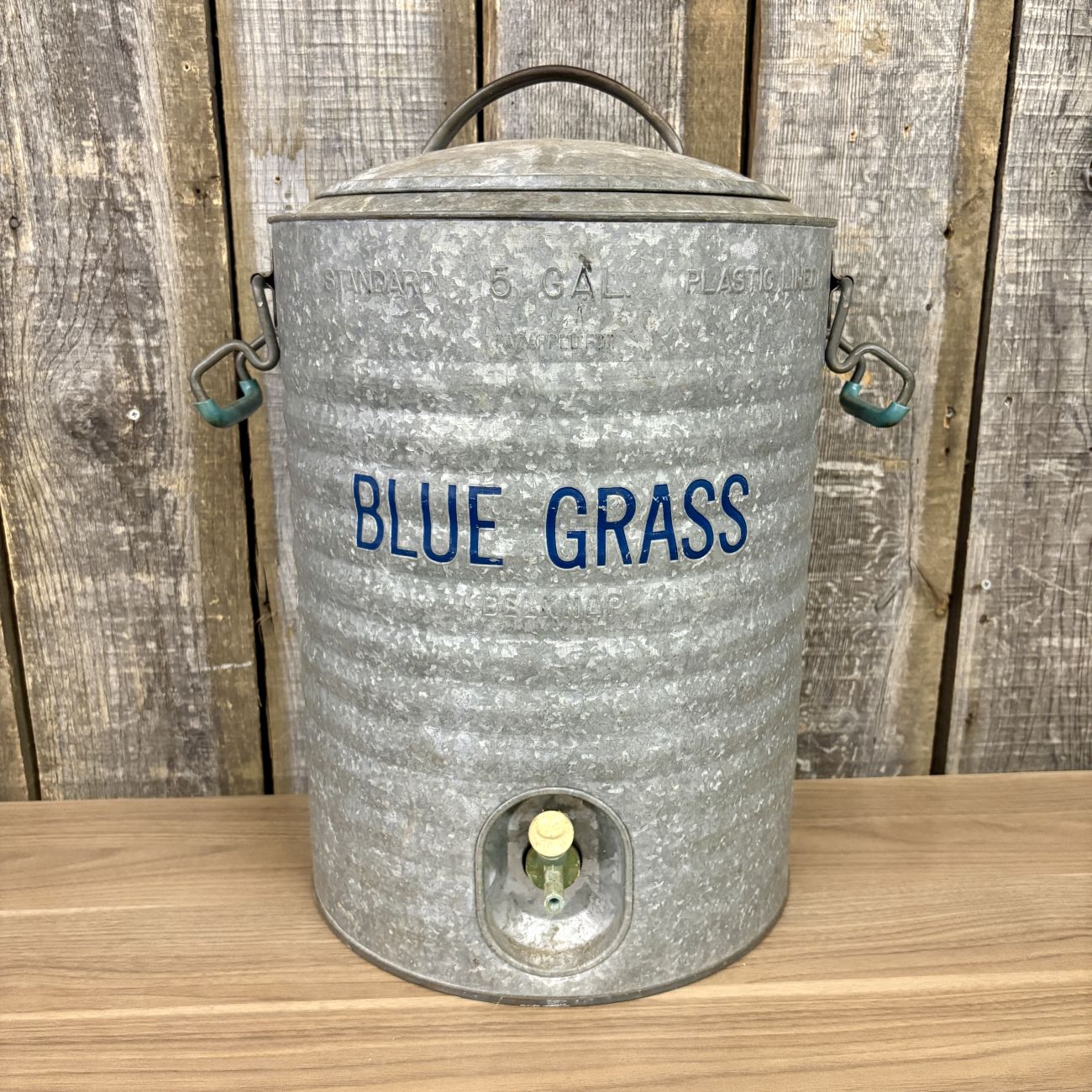 Vintage Belknap Blue Grass 5 Gallon Galvanized Metal Water Cooler