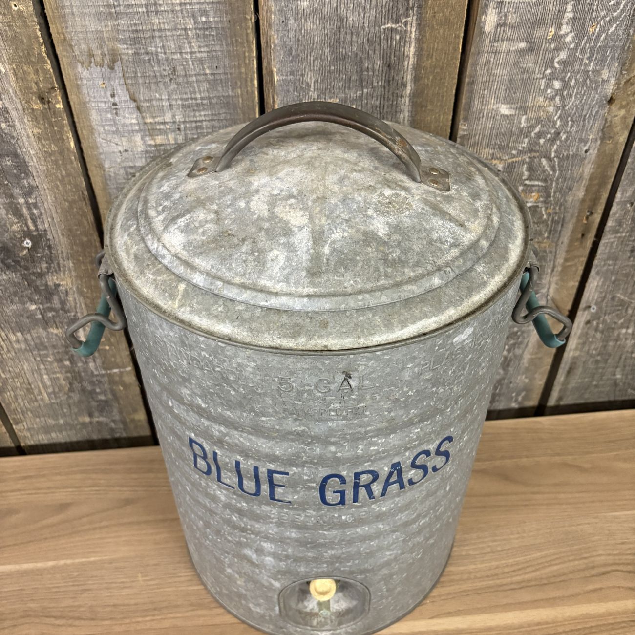 Vintage Belknap Blue Grass 5 Gallon Galvanized Metal Water Cooler