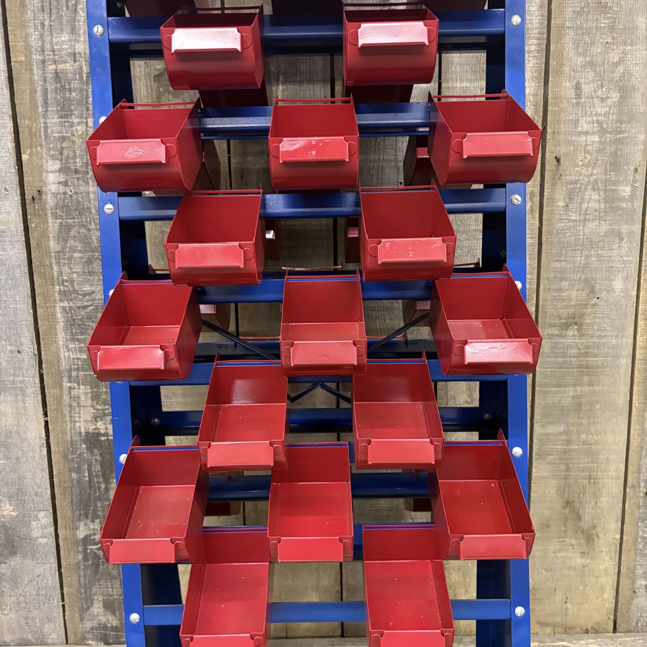 Belknap Blue Grass Vintage Double Sided Rolling Metal Hardware Store Display Rack