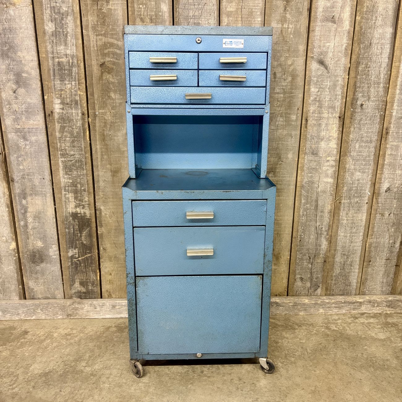 Blue Grass Model 2591 Vintage Three Piece Industrial Rolling Tool Chest Workstation