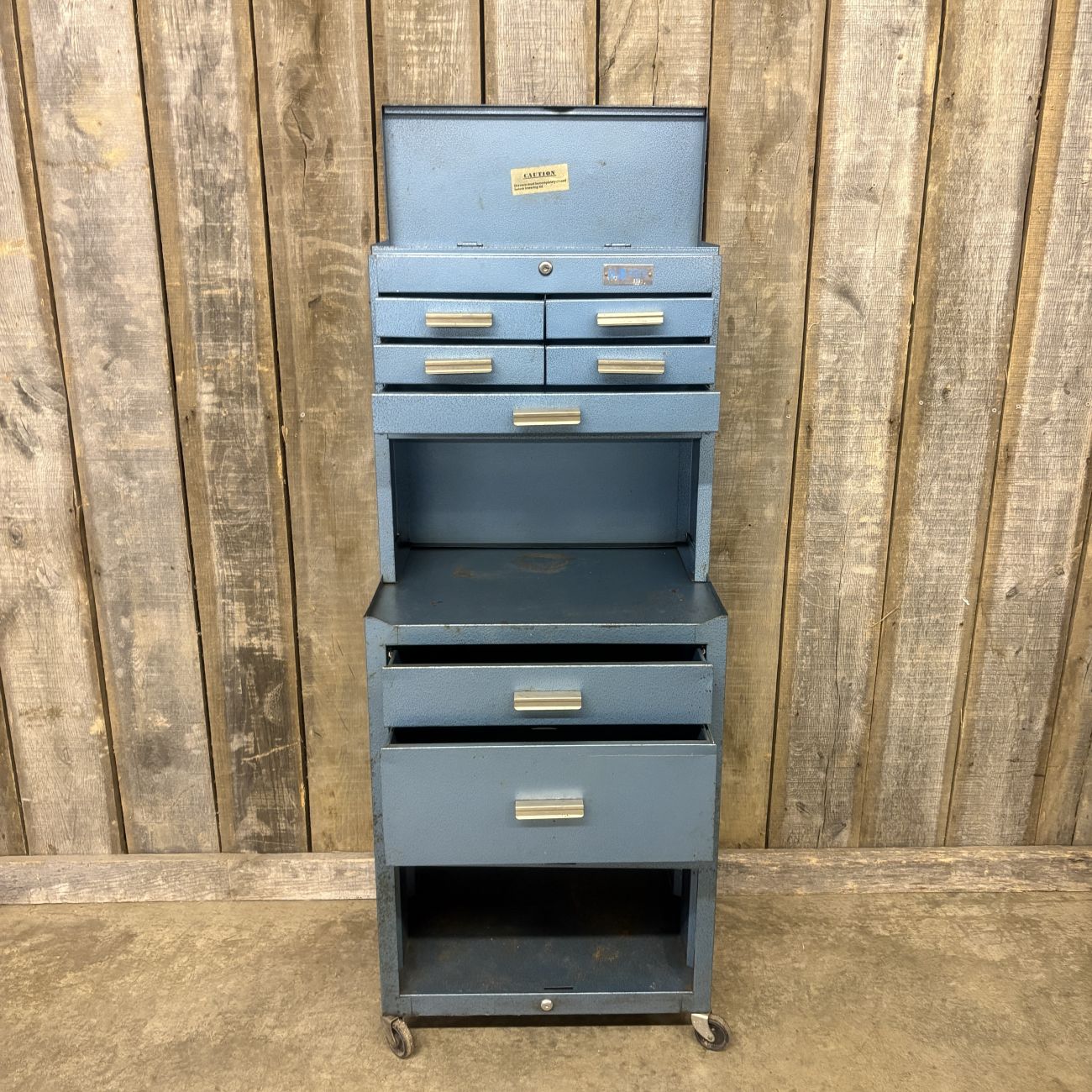 Blue Grass Model 2591 Vintage Three Piece Industrial Rolling Tool Chest Workstation